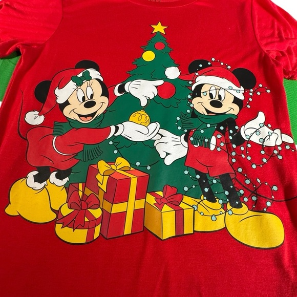 Disney Mickey & Minnie Mouse Red Christmas Tee Youth Girls L (11/13) Holiday - Picture 2 of 7